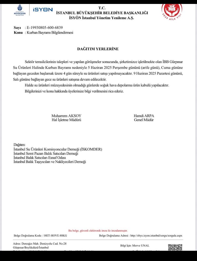 Kurban Bayramı Bilgilendirmesi